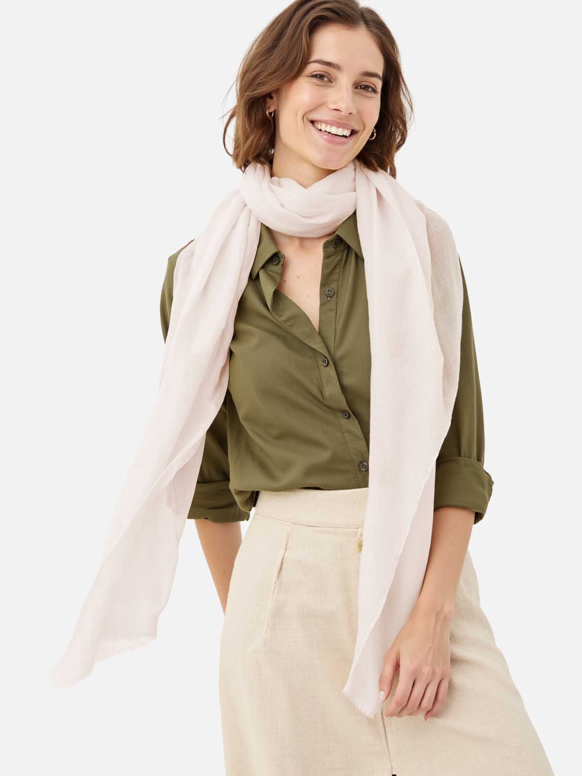 Featherlight Ivory Cashmere Scarf